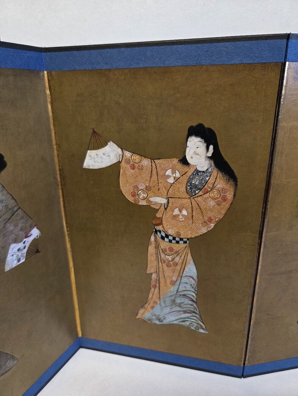 Vintage Miniature Japanese Byobu 6-Panel Folding Screen - Dancers - Picture 3 of 13